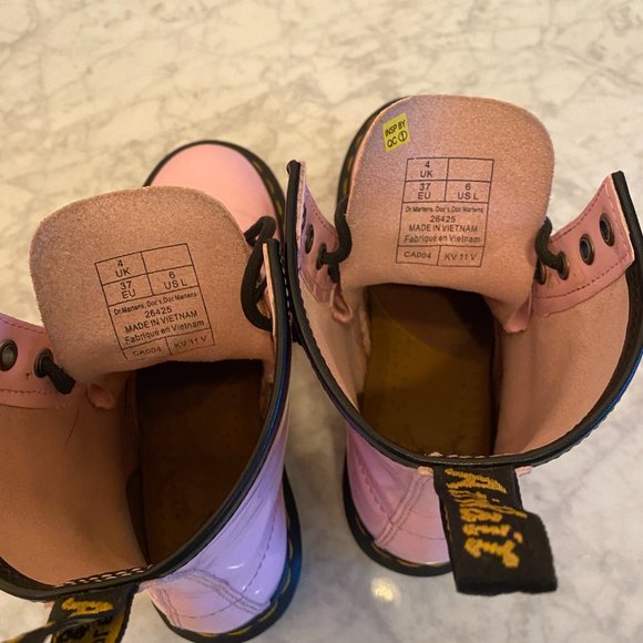 Dr. Martens 1460 Patent Lamper Lace Up Boots Pale Pink - Picture 6 of 6